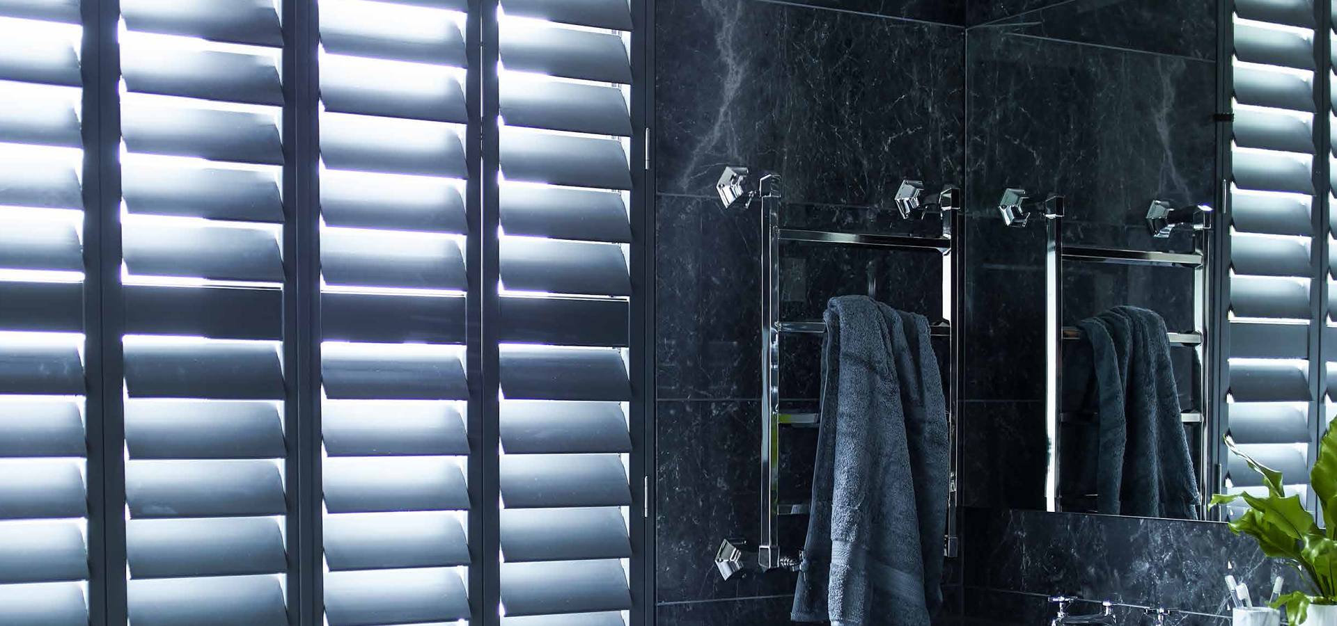 contact-us black 89mm slats in a bathroom