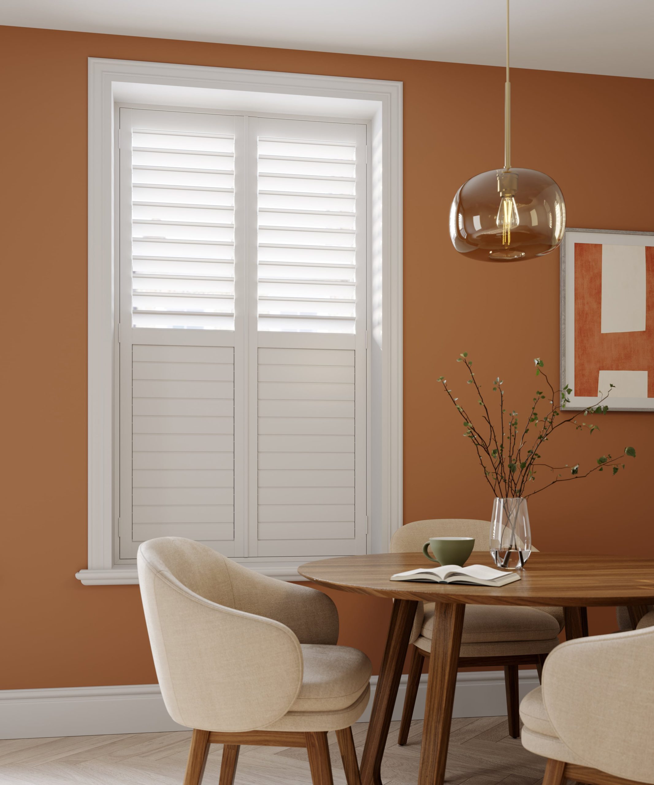 Dining Room, Full Height, Snow White, 89mm Slats, Urban-min Dining Room, Full Height, Snow White, 89mm Slats, Urban-min
