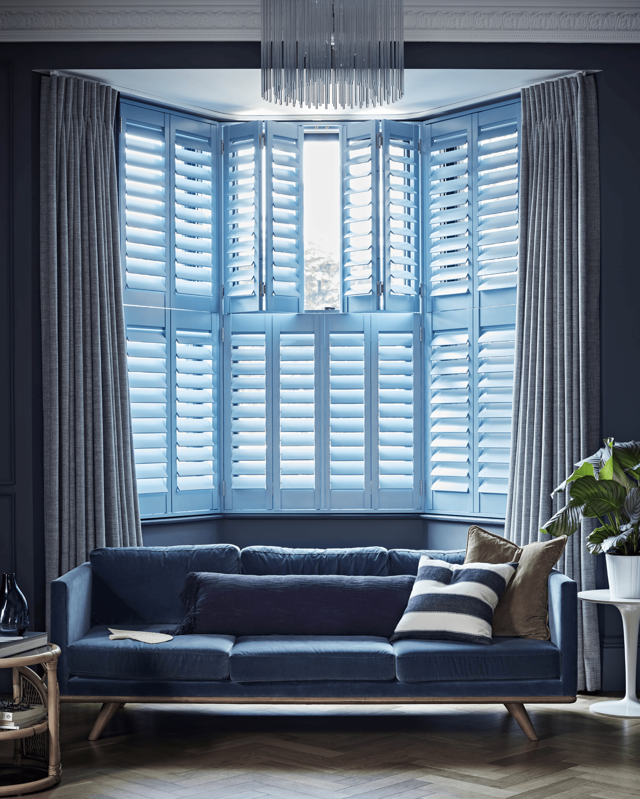 Tier on Tier Shutters image-min Living Room, Full Height, Snow White 89mm Slats