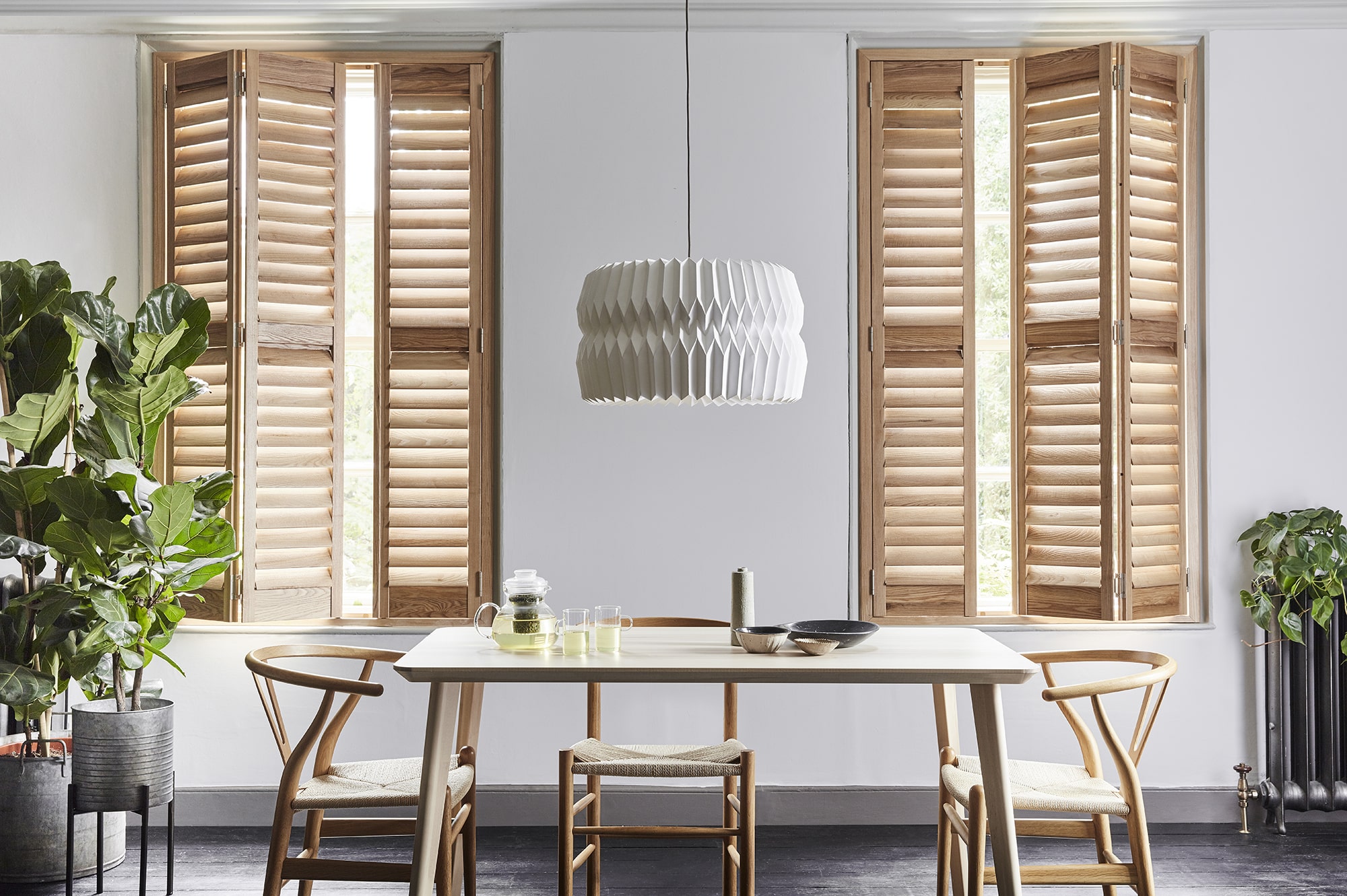 Wood-stain-Full-height-shutters-landscape-min built in black out blind behind white shutters